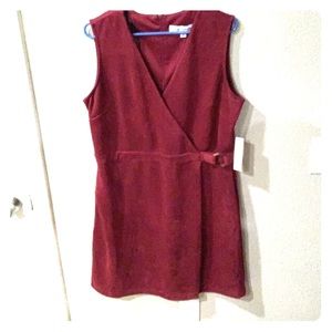Maroon wrap suede dress